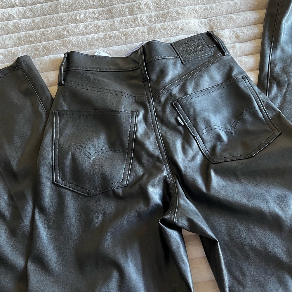 Levi's Black Wide Leg Faux Leather Jeans